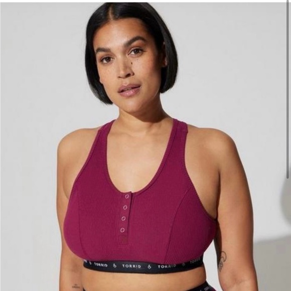 Torrid Lightly Lined Rib Henley Bralette - Picture 2 of 7